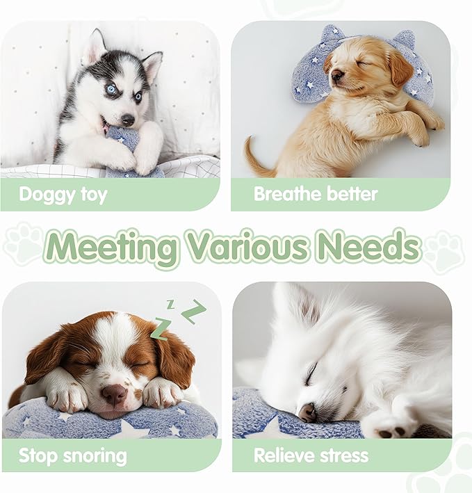 Dog Pillows for Large Dogs, Glow in The Dark Soft Dog Neck Pillow, U-Shaped Pillow for Cat and Dog, Machine Washable Dog Toy & Dog Birthday Gift (Glow Blue, L)