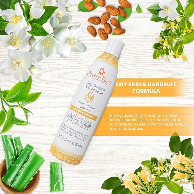 Dog Shampoo – Cleansing Wash, Conditioning, Moisturizing – Toxin Free, Healthy Ingredients – Aromatic Grooming Puppy Shampoo – Tearless Cleaner, Honeysuckle Jasmine