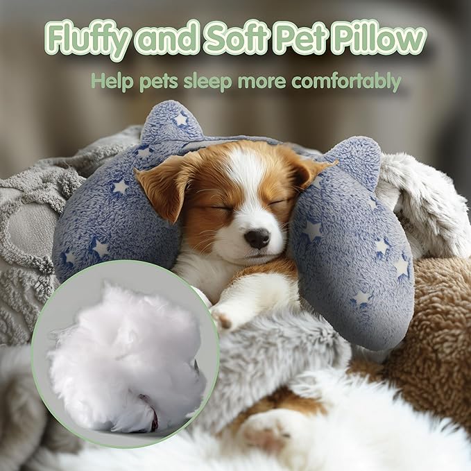 Dog Pillows for Large Dogs, Glow in The Dark Soft Dog Neck Pillow, U-Shaped Pillow for Cat and Dog, Machine Washable Dog Toy & Dog Birthday Gift (Glow Blue, L)