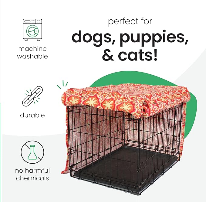 Molly Mutt Papillon Dog Crate Cover, 100% Cotton Canvas Cover with 2 Roll-Up Panels, Ideal for Dog or Cat Crate, Durable, Washable, and Free of Harmful Chemicals, 24" x 18" x 21"