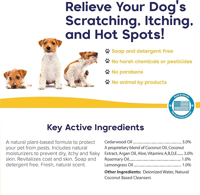 Protect Shampoo for Dogs; No More Scratching, Itching, or Hot Spots with Plant-Based All-Natural Formula with Healthy Essential Oils - Made in USA