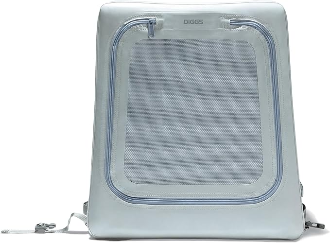 Diggs Enventur Small Soft Dog Crate - Portable Indoor & Outdoor Dog Kennel - Inflatable Ultra-Durable Travel Crate for Safe Car Travel & Adventures - 27" L x 18" W x 20" H (Grey)