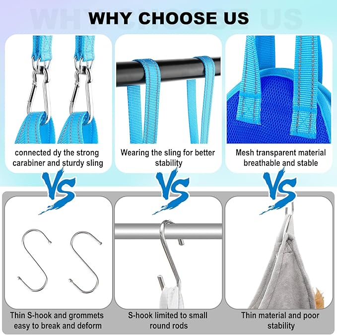 Dog Grooming Hammock for Dogs & Cats - Cat Hanger Sling Restraint Bag with Pet Nail Clipper Trimmer, Pet Grooming Harness for Nail Trimming/Clipping (XS, Blue)