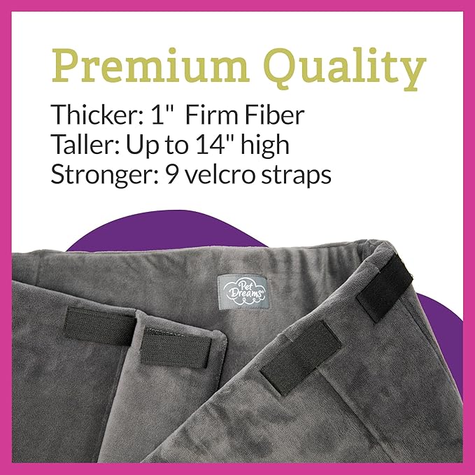 Pet Dreams Dog Crate Bumper - Comfy Liner & Dog Tail Protector for Inside Crate, Fits iCrate Cages 18, 24, 30, 36, 42, 48 Inches (Denim, Large, 36")