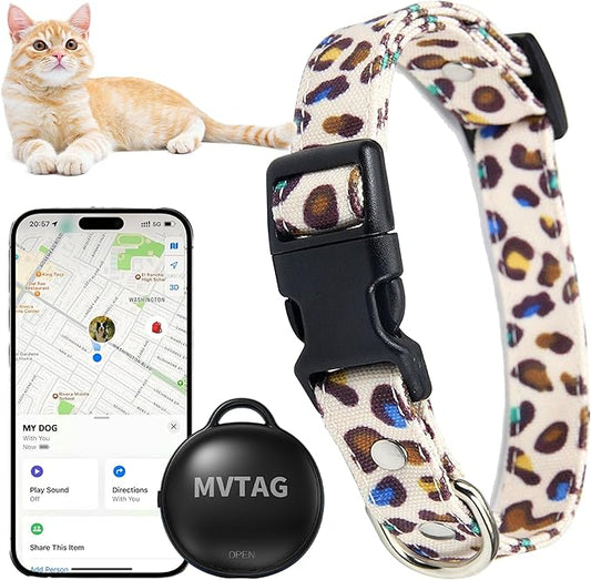 Cat Collar with Tracker GPS- Unlimited Range/Tracking Device/Lost Mode for Cats Adjustable Size Smart Collar Set - Compatible with Apple Find My (iOS only)