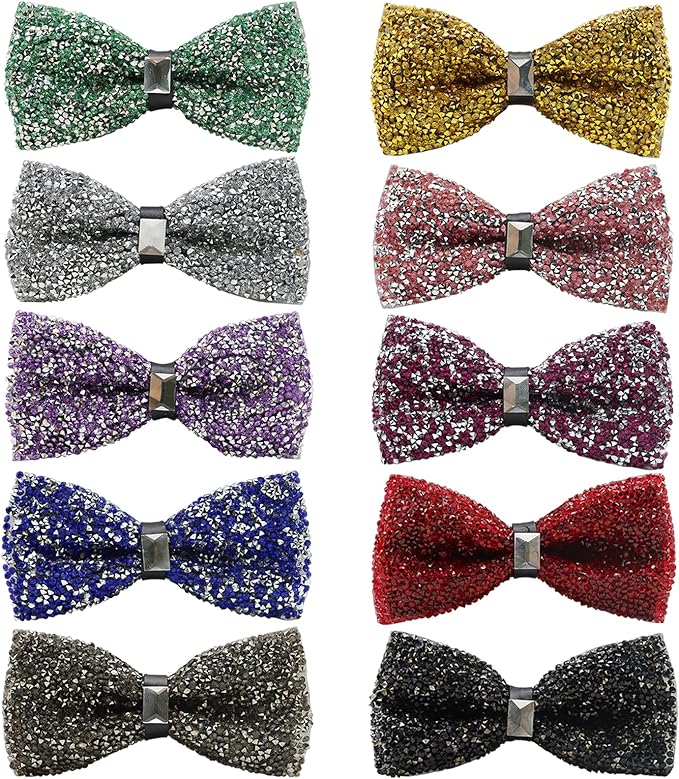 Crystal Pet Bowties, 10 PCS Adjustable Dog Collar Attachment Rhinestone Bling Bowties, Pet Collar Charms Accessories, Birthday Gift for Big Cat Puppy Small Medium Dogs(Small)
