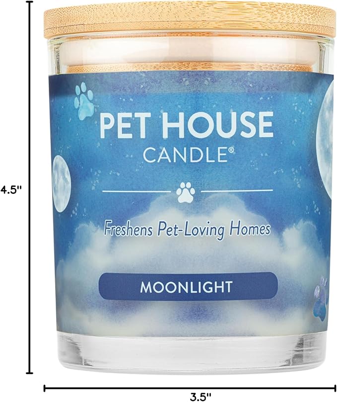 One Fur All Pet House Candle Plant-Based/Soy Candle - Clean Burning Scented Candles, Long Lasting Pet Odor Candle for Home - Moonlight