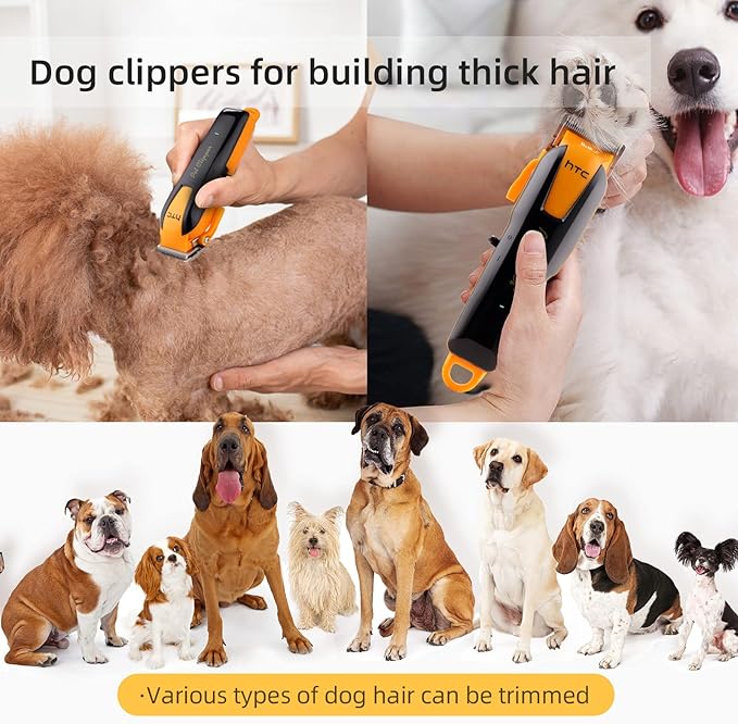 Dog Clippers for Grooming Carbon Steel Blades Dog Grooming Kit Motor High-Power 7000rpm Professional Clippers for Thick Heavy Rechargeable Cordless Shaver Shears