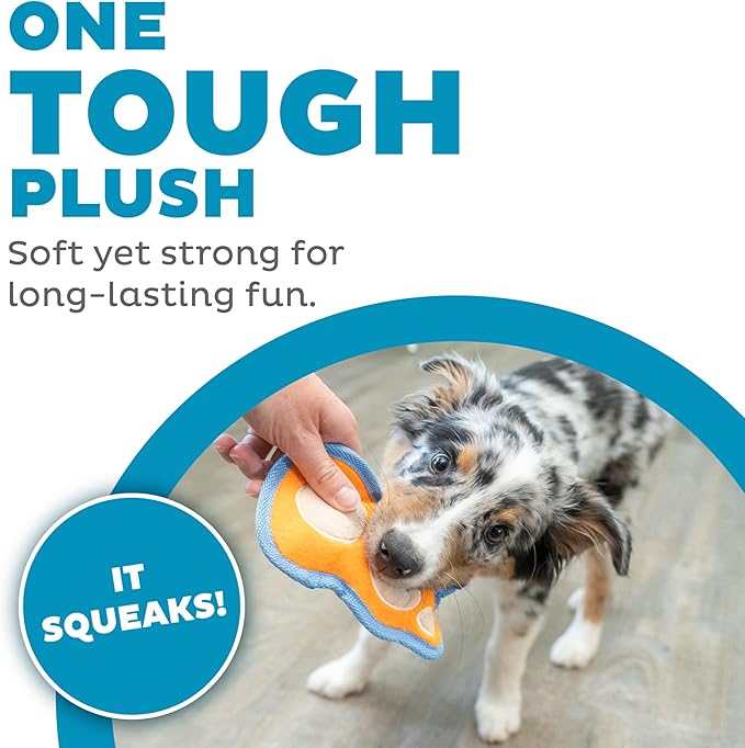 Petstages Mini Orka & Friends Fox Dog Toys 2-Pack – Dental Dog Chew Toy and Tough Plush Squeaky Dog Toy, Orange, XS