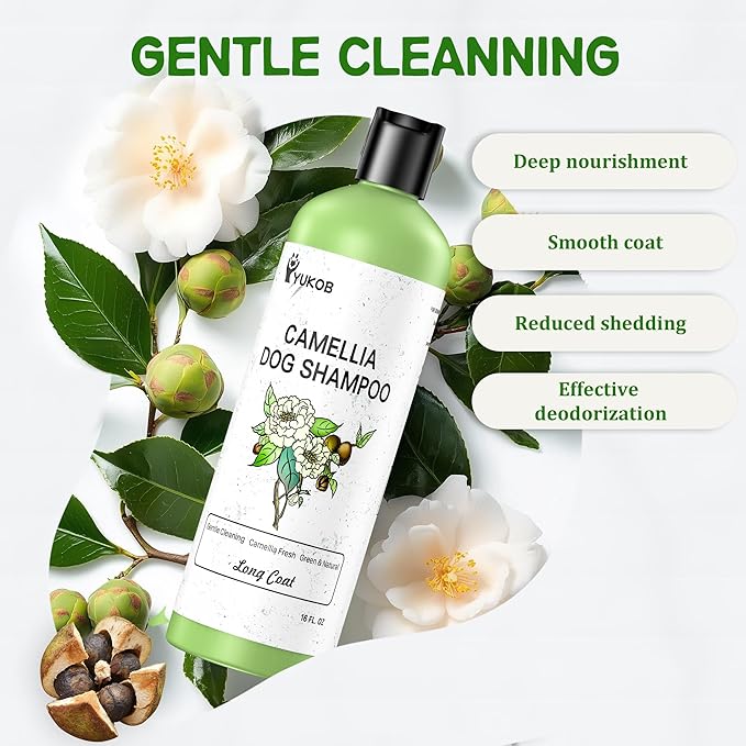 Dog Shampoo for Allergies & Itching -Natural Camellia Oil Pet Shampoo for Sensitive Skin, Deshedding, Smooth Coat for Smelly Dogs|Reduce Hair Loss & Odor Removal | 16 oz