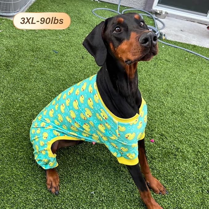 KYEESE Dog Pajamas Velvet Dog Pajamas Large Sized Dogs Soft Dogs Clothes Pjs with Whale Pattern Stretchy Pet Jammies Coat Comfy Pet Onesie Costume, 3X-Large
