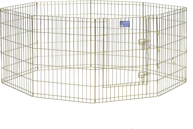 MidWest Homes for Pets Dog Exercise Pen & Playpen, 24" W x 30" W, No Door, Gold Zinc