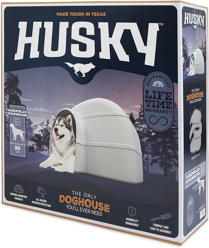 Petmate Husky Dog House for Dogs Up to 90 Pounds, Grey, Made in USA