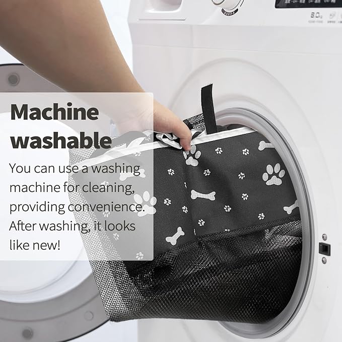 PJYuCien Dog Playpen Mesh Top Cover, Fits 36 Inch 4 Panels Regular Square Plastic Exercise Pet Pen, Adhesive Tape Connections, Black paw (Note: Cover Only, Fence Not Included)