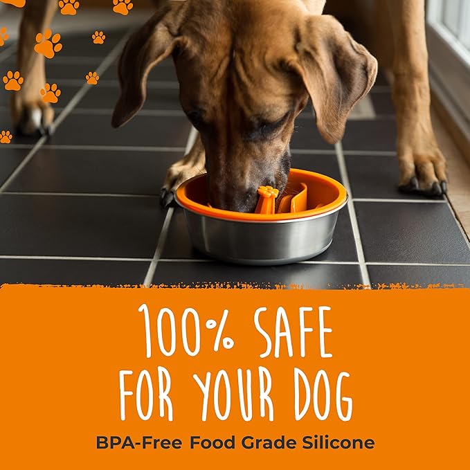 Mighty Paw Slow Feeder Dog Bowls | Interactive Dog Bow Insert - Silicone Puzzle Feeder Insert - Medium for All Sized Breeds (7" x 2")