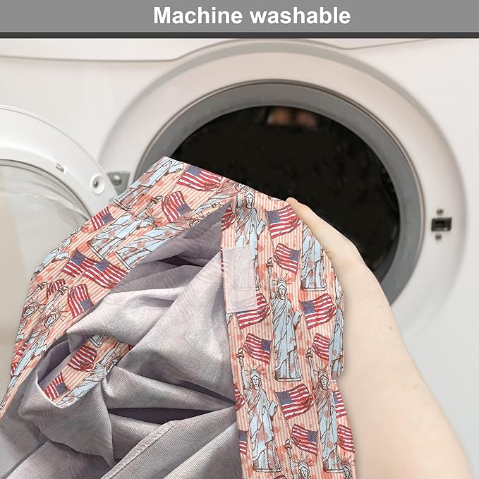 Ambesonne USA Dog Crate Cover, United States America Liberty Rhythmic Print, Easy to Use Pet Kennel Cover for Small Dogs Puppies Kittens, 18 Inch, Coral Multicolor