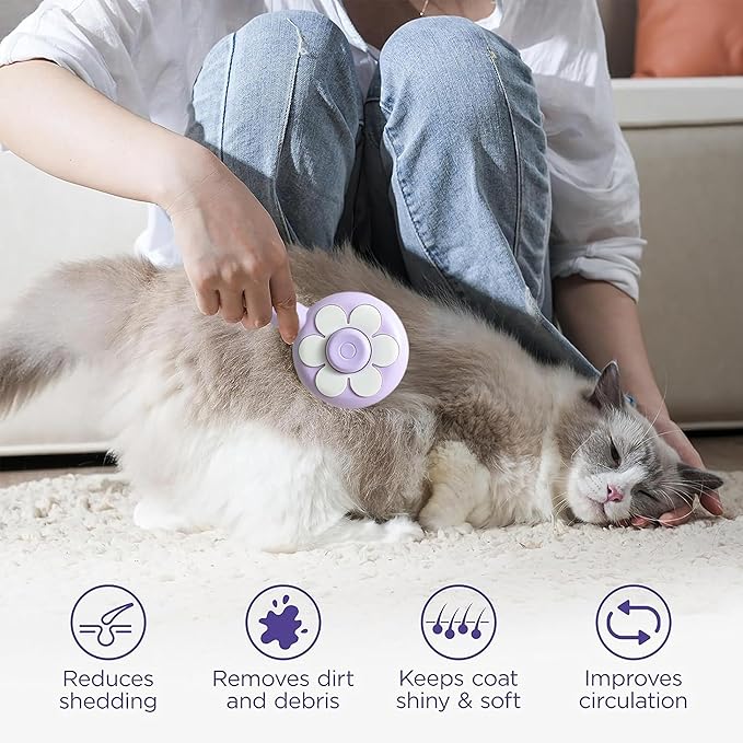 Cat Brush for Shedding,Pet Grooming Self Cleaning Slicker Brush,Removes Mats,Tangles and Loose Hair,Shedding Brush for Short or Long Haired Cats Dogs (Purple)