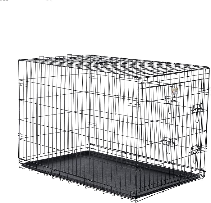 Pet Trex 42" Folding Pet Crate Double Door Kennel Wire Cage for Dogs, Cats or Rabbits