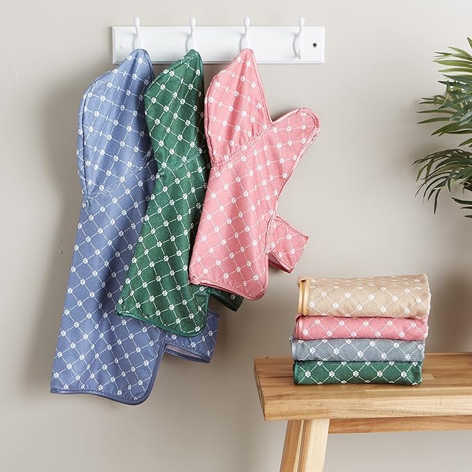 Bone Dry Pet Robe Collection, Trellis Paw Print, Absorbent Microfiber Bath Robe with Adjustable Closure for Dogs & Cats, X-Small, Stonewash Blue