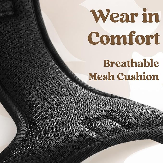 rabbitgoo Dog Harness Medium Sized, No Pull Pet Harness with 3 Buckles, Adjustable Soft Padded Dog Vest with Instant Control Handle, Easy Walking Reflective Pet Vest for Medium Dogs, Black, M