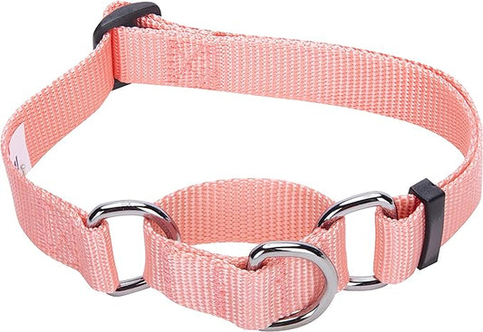 Blueberry Pet Essentials Martingale Safety Training Dog Collar, Baby Pink, Large, Heavy Duty Nylon Adjustable Collars for Dogs