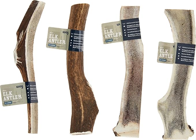 Amazon Brand – Wag Split Elk Antler, Naturally Shed, X-Large (Best for Dogs over 45 lbs)