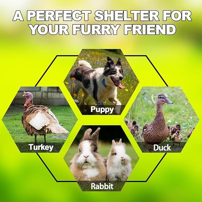 6.6 x 6.6FT Large Outdoor Dog Kennel, Anti-Rust Dog Kennel Outside with Roof, Heavy Duty Chain Link Dog Runs Cage for Outside Backy ard with Waterproof UV-Resistant Cover