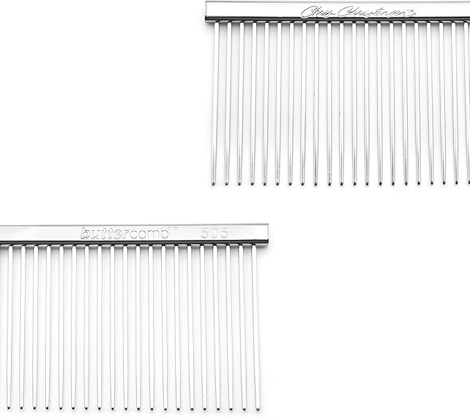 Chris Christensen 505 8.5 in. Coarse Poodle-Style Butter Comb, Groom Like a Professional, Rounded Corners Prevent Friction and Breakage, Solid Brass Spin with Steel Teeth, Chrome Finish.