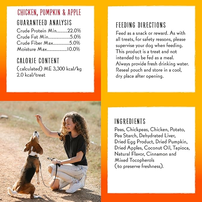 Charlee Bear Dog Treats Small Dogs Training Treats, Crunchy Low Calorie Grain Free Dog Treats, USA Made, Best for Small-Medium Breeds, Puppy Training Treats, Chicken, Pumpkin, Apple 3 Pack, 8oz Each