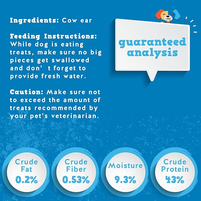 Jack&Pup Natural Cow Ears for Dogs Single Ingredient Dog Treat, Unbleached Healthy Dog Treats Natural Dog Treats for Medium Dogs with Chondroitin Joint Health for Dogs Cow Ear Dog Chews (15 Pack)