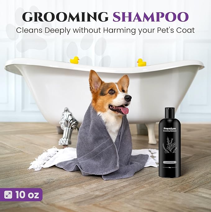 605Products Premium Dog Shampoo - Gentle Formula for Itchy & Sensitive Skin, Puppy Odor Eliminator, Natural Pet Deodorizer (10oz)- Lavender 2-Pack