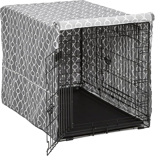 MidWest Homes for Pets Dog Crate Cover, Privacy Dog Crate Cover Fits Midwest Dog Crates, Crate Cover Only; Machine Wash & Dry; Gray Geo Print; 36 inch