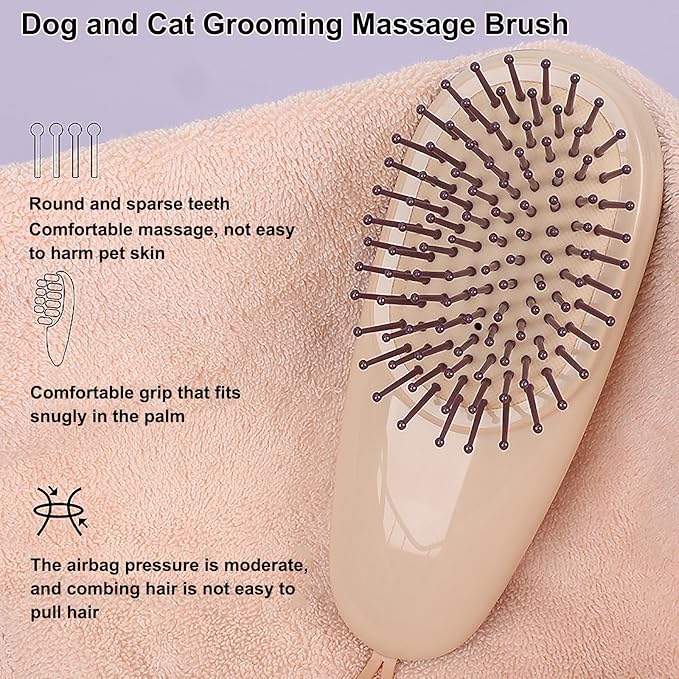Cat Dog Grooming Brush, Air Cushion Massage Comb Hair Removal Comb for Short and Long Haired Pets Massage Tool Reduces Shedding Brush, Wine red