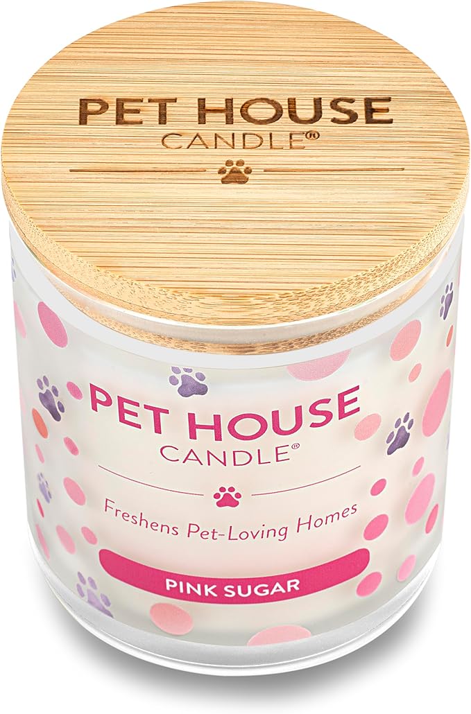 Pet House 9 oz Pink Sugar Scented Pet Odor Candle, Clean Burning, Long Lasting, Plant Based Spring, Summer Scented Soy Candles, 60 Hour Burn Time, Pack of 2