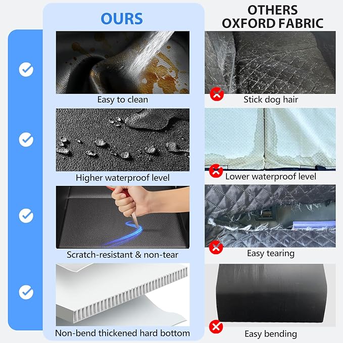 Back Seat Extender for Dogs-Upgraded PU Leather, Hard Bottom Dog Car Seat Cover for Back Seat, Anti-Scratch Backseat Extender for Dogs, Waterproof Dog Hammock for Car, SUV, 400lbs