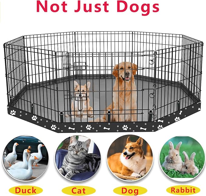 Dog Playpen Bottom Pad Fits for 24 Inch 8 Panels Regular Octagon Metal Exercise Pet Playpen, Dog Crate Pad Puppy Playpen Pad. (Note: Playpen Not Included) -Black
