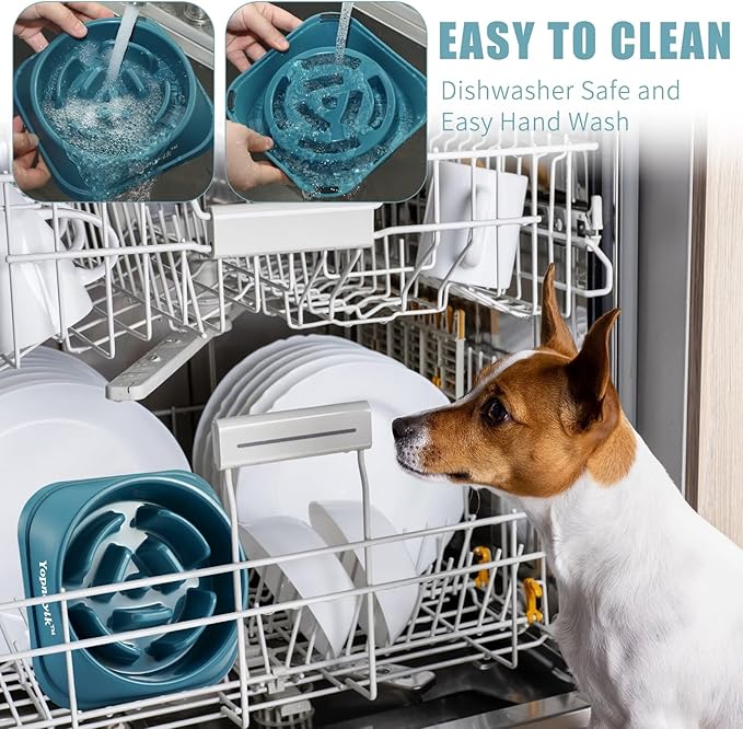 Slow Feeder Dog Bowls for Healthy Eating, Non-Slip and Anti-Choking Design, Reduces Bloating & Overeating for Large Dogs, Easy to Clean