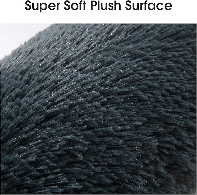 HOMBYS 25" Length Dog Pillows for Large and Medium Dogs, Soft Faux Fur Claming Dog Nek Pillow for Improving Anxiety Reduce, Machine Washable Pet Pillow for Cats, Plush Pet Toy (Dark Grey, 25"x8"x4")