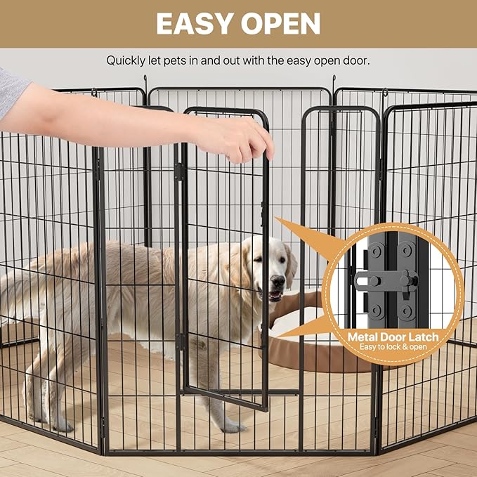 MoNiBloom Dog Playpen Outdoor, 40" Height 8 Panels Heavy Duty Metal Dogs Pen for Large/Medium/Small Animals Pet Exercise Pen for RV Camping Yard