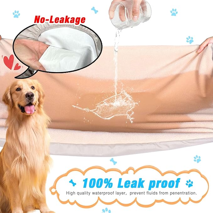 Dog Bed Covers Replacement Washable 100% Waterproof Dog Bed Cover 2 Pack Soft Noiseless Dog Bed Sheets for Dog Bed/pet Bed, 42" x 28" Beige
