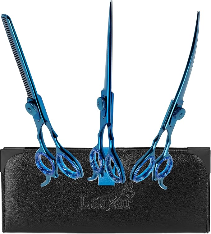 Laazar Dog Grooming Scissors - 6.5 Inch 42 Teeth Thinning Shears for Dogs, 440C Stainless Steel Pet Grooming Scissors, Dog Grooming Shears with Finger Rest & Case, Cat Grooming Supplies