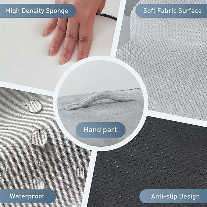 BOMOVA Dog Stairs for Small Dogs, 4-Step Dog Steps for Bed and Couch, High Density Foam Pet Stairs for Small Dogs and Cats, Non-Slip Bottom Dog Ramp, Light Grey, 2/3/4/5 Steps