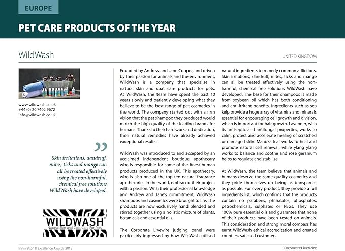 PRO Dog Shampoo No. 1 Ylang Ylang - Made in UK Natural Pet Care by Andrew Cooper - 10.2 fl oz (Dilutes to 2.6 gallons)