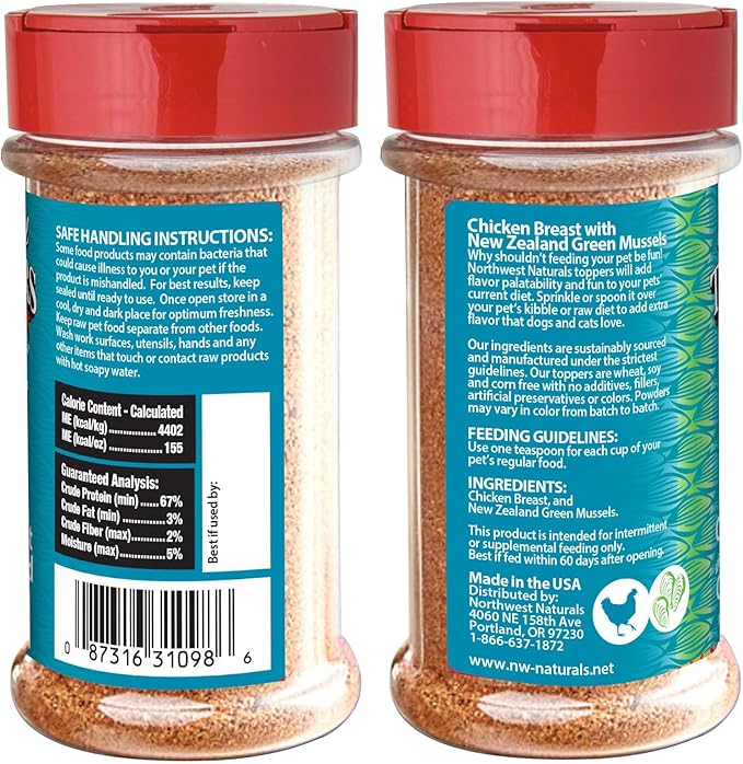 Northwest Naturals Freeze-Dried Chicken Breast with Green Lipped Mussels - Functional Topper - for Dogs and Cats - Limited Ingredients, Human Grade, All Natural - 5 Oz (Pack of 2)