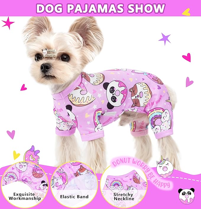 Dog Pajamas Summer Dog Clothes for Small Medium Dogs Boy Girl Doggy Pjs Cute Doggie Onesie Breathable Puppy Clothes Soft Stretchy Cat Pet Outfit (Purple, XX-Large)