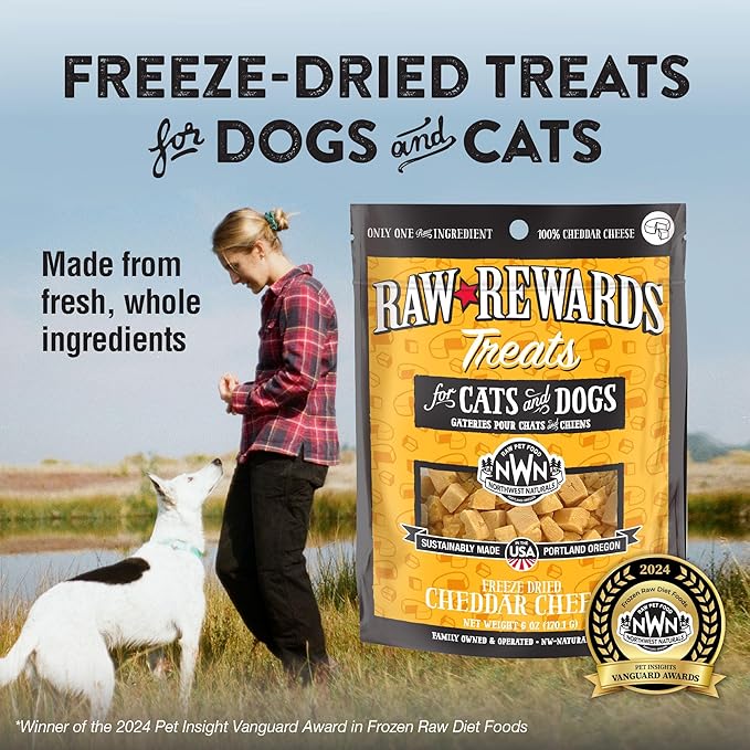 Northwest Naturals Raw Rewards Freeze-Dried Cheddar Cheese Treats for Dogs and Cats - Bite-Sized Pieces - Healthy, 1 Ingredient, Human Grade Pet Food, All Natural - 6 Oz