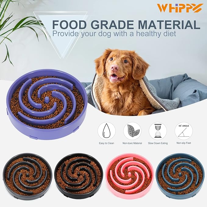 Slow Feeder Large Dog Bowls for Large Medium Dog Non Slip Maze Puzzle Bowl Pet Slower Food Feeding Dishes Interactive Bloat Stop Dog Bowl Preventing Choking Healthy Dog Bowl, Lavender