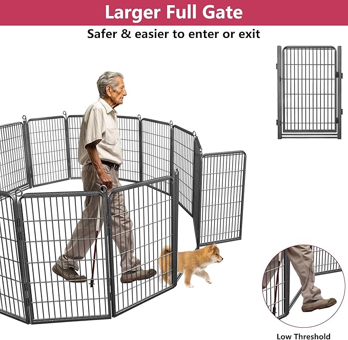 Dog Playpen with Extra Large Door Dog Fence Outdoor for Yard Indoor Dog Pen 40inch 38 Panels Dog Pens Outside Anti-Rust Pet Fence Portable Dog Fence for RV Camping Yard