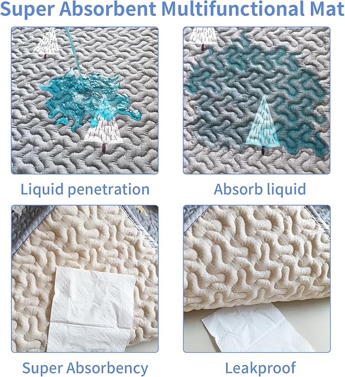 New Upgrade Dog Playpen Mat Crate Mat Puppy Pads,Leak-Proof Dog Crate Pad,Anti-Slip Bottom[PLAYPEN NOT Included !!!] Reusable Whelping Playpen Crate Reusable Washable Pet Mattress Pad Pet Training Pad