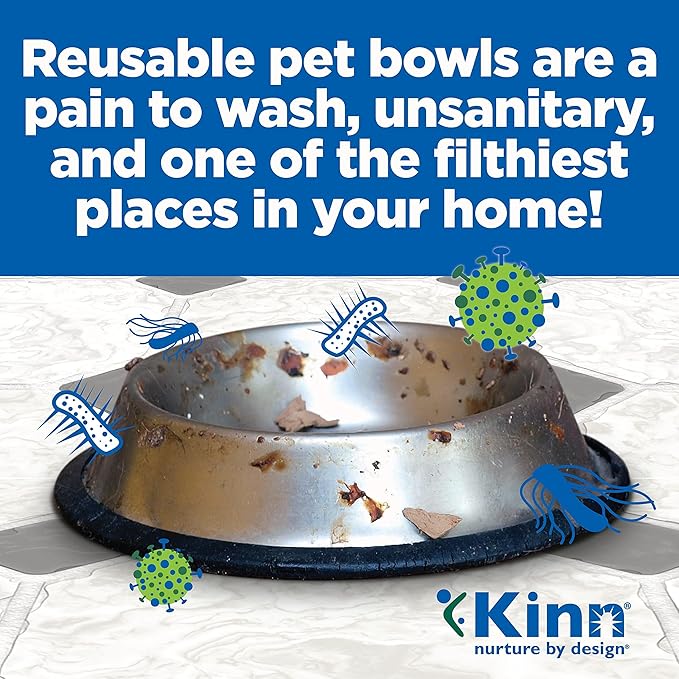 Kinn Kleanbowl Disposable Dog Food Bowls, 24 oz (Pack of 50) - Frame System Refills, Use for Travel, Boarding, or Crate, Compostable Pet Travel Bowl, No Plastic, Leakproof, Portable Dog Dish